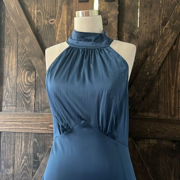 Satin Fall Solid Color Sexy High Waist Slit Neck Evening Dress Homecoming Dress - Picture 6 of 15